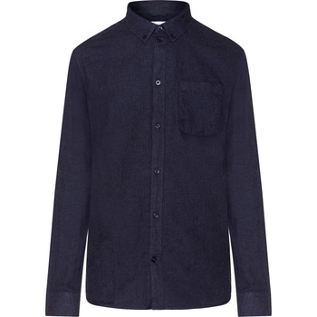 KnowledgeCotton Apparel Мъжка риза с копчета KnowledgeCotton Apparel Regular Fit Melangé Flannel Shirt - Total Eclipse - размер 3XL (033-2931-0416)