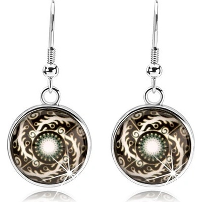 Šperky eshop kruhové bílé linie zatočené do spirály ornamenty černý podklad SP68.03