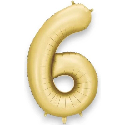 PartyDeco Balónek fóliový číslo 6 zlatá 86 cm
