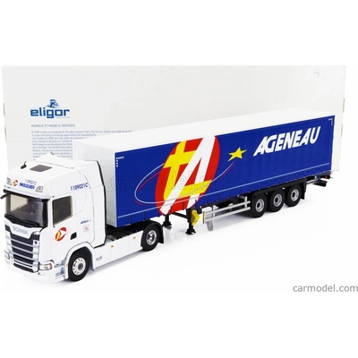 Eligor Scania S500 Truck Semi-frigo Ageneau Transports 2020 Bílá Modrá 1:43