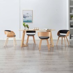 vidaXL Трапезни столове, 4 бр, черни, извито дърво и изкуствена кожа (278866)