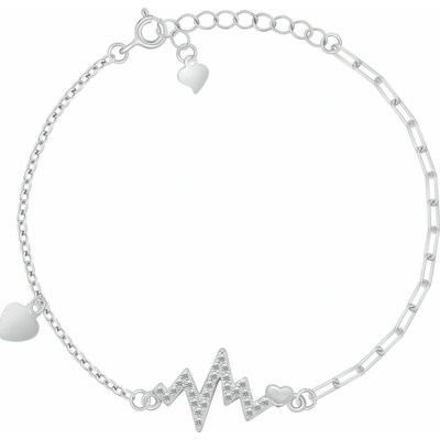 Brilio Silver Stříbrný náramek Srdíčko a EKG křivka BRC245W