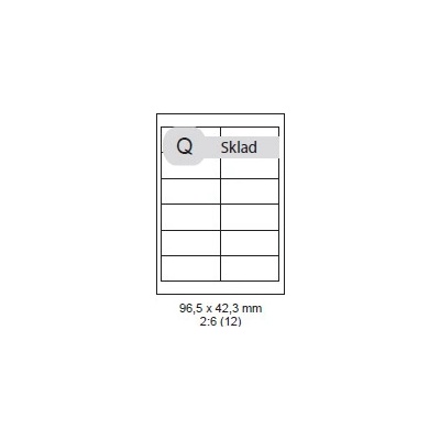 Print etikety 96,5x42,3 mm, biele, 12ks/A4, 100 A4/bal