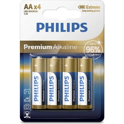 Philips LR6M4B/10 - 4 бр. Алкална батерия AA PREMIUM ALKALINE 1, 5V 3200mAh (P2185)
