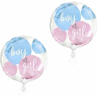 Fóliový balón Gender Reveal Boy or Girl 45 cm