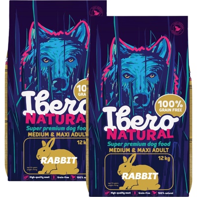 Ibero Grain Free Dog Medium & Maxi Adult Rabbit -2 x 12 kg