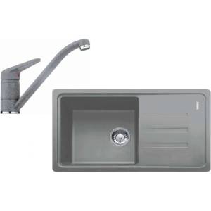 Franke - Кухненски комплект G121, мивка от фрагранит BSG 611-78/39 + смесител FC 9541.084, сив камък/хром 114.0441. 176 (114.0441.176) Мивка за вграждане