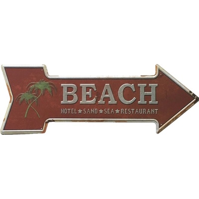Ceduľa Beach 46x16 cm Plechová tabuľa