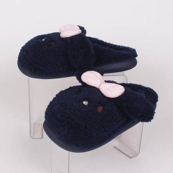 Image 1 of Меки дамски пантофи-зайче в тъмносиньо