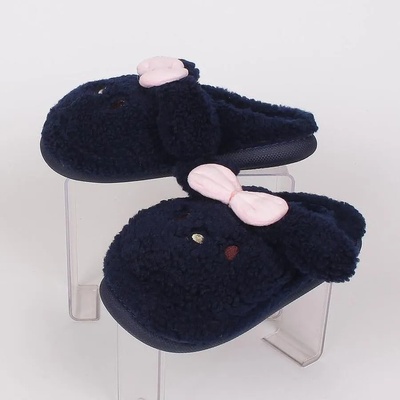 Меки дамски пантофи-зайче в тъмносиньо