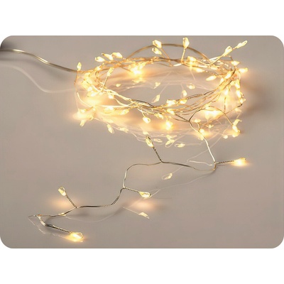 ACA Lighting LED dekoračná reťaz cluster 2.5m 50LED 3xAA teplá biela bez funkcií strieborná X01501117