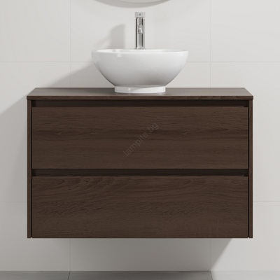 Bath Deluxe Шкаф за баня с мивка TRONDHEIM/DRAMMEN 90x57x46 см, орех/бял (SETBT0153B)