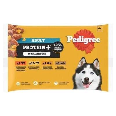 Pedigree Adult Protein+ s mixem hovězího masa a jater s kuřetem a hovězím masem s krůtou a kuřetem s kachnou a kuřetem v želé 4 x 85 g