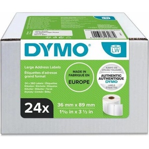 DYMO S0722390 хартиени етикети 89mm x 36mm, бели, големи, 24 x 260 бр (S0722390)