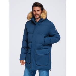 Ombre Clothing Дълга топла мъжка парка с разтегаем долен край и джобове карго - тъмносиня V5 OM-JALJ-0310 Ombre Clothing Ombre Clothing | Cherven | МЪЖЕ | S