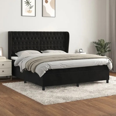 vidaXL 11461.3129401 Boxspring postel s matrací černá samet