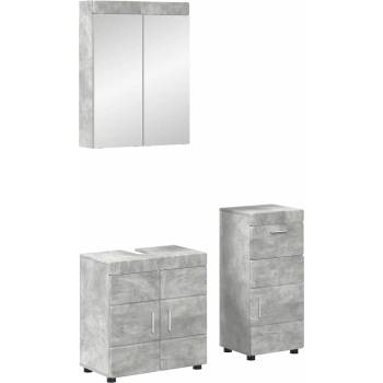 vidaXL Комплект мебели за баня TULUM 3 pcs Циментено сиво (3398027)