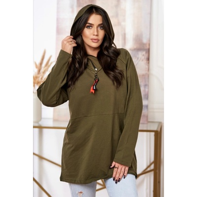 Fashionweek Mikina s kapucňou Oversized bavlnená K0160 khaki