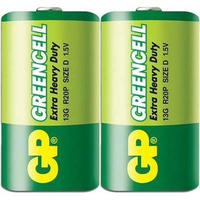 GP Batteries Цинк карбонова батерия GP Greencell 13G-S2, R20, 2 бр. в опаковка - shrink, 1.5V (GP-BM-13G-S2)