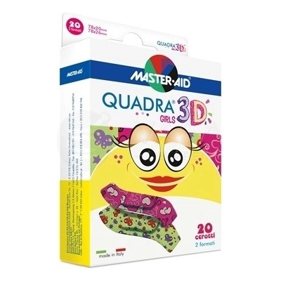 Master Aid Quadra 3D Girls Náplasť pre dievčatá (2 veľkosti) 20 detských náplastí