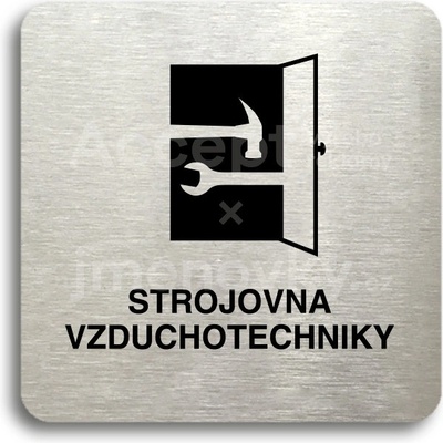 ACCEPT Piktogram strojovna vzduchotechniky - stříbrná tabulka - černý tisk bez rámečku