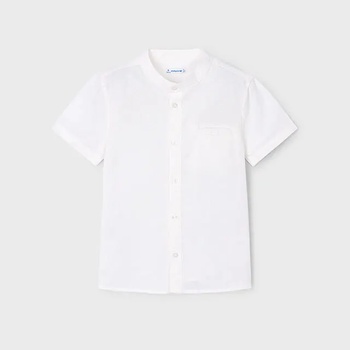 MAYORAL Риза къс ръкав полу яка лен в бяло за мини момче Майорал