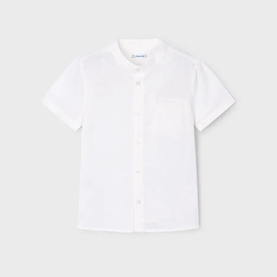 MAYORAL Риза къс ръкав полу яка лен в бяло за мини момче Майорал