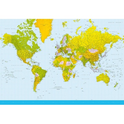 W+G 280 Papírová 8 dílná fototapeta Map of the World, rozměry 366 x 254 cm