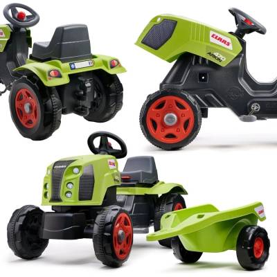 Falk šliapací traktor CLAAS Arion 470 s prívesom a otváracou kapotou