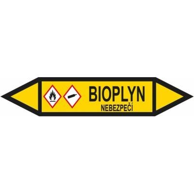 Šipka pro značení potrubí - BIOPLYN se symbolem, 166 x 26 mm, aršík 5 ks