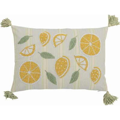 Bloomingville polštář s výšivkou Lemon Yellow 35x50