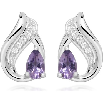 Silver Cat stříbrné se syntetickými ametysty SC462