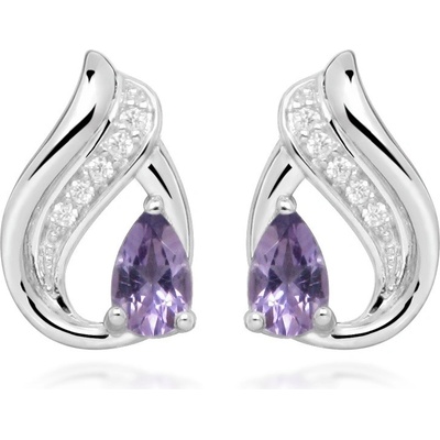 Silver Cat stříbrné se syntetickými ametysty SC462