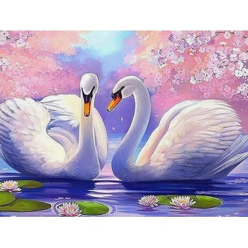 Norimpex - Puzzle Diamant painting: Swan Lake 30x40cm - 1 - 39 piese