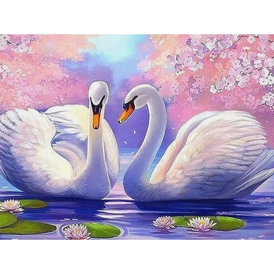 Norimpex - Puzzle Diamant painting: Swan Lake 30x40cm - 1 - 39 piese