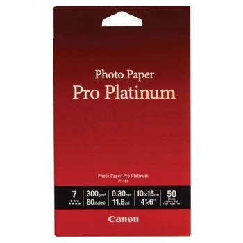 Canon Photo Paper Pro Platinum PT-101 2768B014, 300 г/м2, 10x15см, 50 бр. , лъскав, бял, фотографска хартия (2768B014)