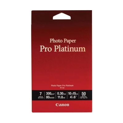 Canon Photo Paper Pro Platinum PT-101 2768B014, 300 г/м2, 10x15см, 50 бр. , лъскав, бял, фотографска хартия (2768B014)