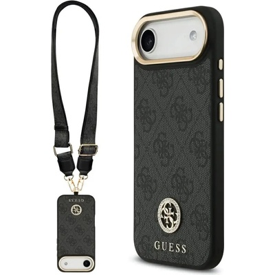 GUESS 4G Strass Logo & Big Strap Metal Buttons MagSafe Case за iPhone Air - черен (3666339550813)