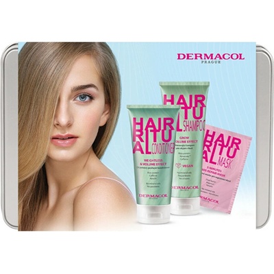 Dermacol Hair Ritual posilující kondicionér pro objem vlasů 200 ml + obnovující šampon pro objem vlasů 250 ml + intenzivní regenerační maska na vlasy 15 ml