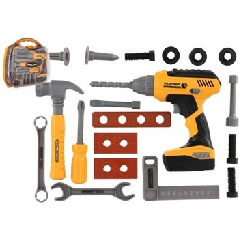 Teddies Комплект инструменти пластмасови с акумулаторна бормашина 16x17см на батерии със звук в пластмасово