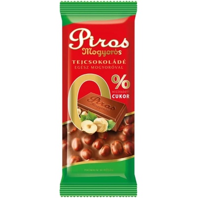 Piros Mogyorós Bezlepková Mliečna čokoláda s lieskovými orieškami bez pridaného cukru 70 g