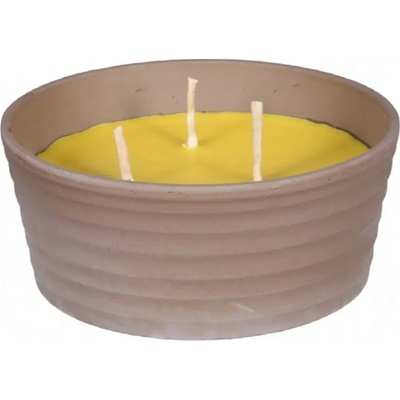 Svíčka Citronella Sirius žlutá, miska čedič, pr. 18 cm