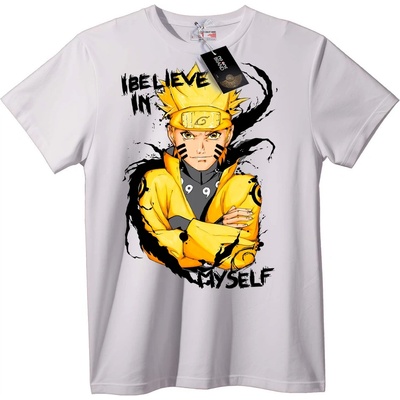 NOONEBRAND Тениска Naruto Вярвам в Себе си - L, Black