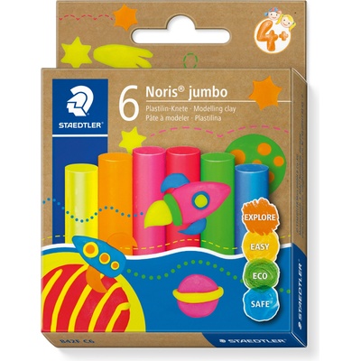 STAEDTLER Пластилин Staedtler Noris Jumbo, 6 цвята, neon (31903-А-NEON)