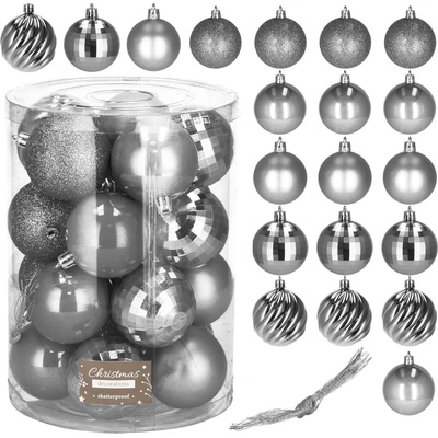 SPRINGOS Vianočné banky sivé mix 6cm sada 20ks