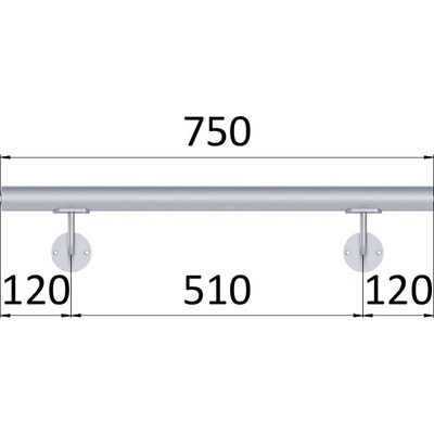 Madlo ø 42.4mm, L-750mm, broušená nerez AISI304
