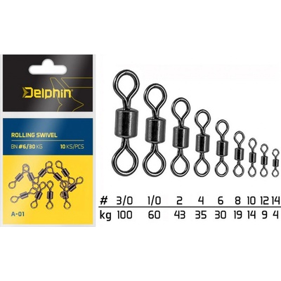 Delphin Obratlík Rolling Swivel A-01 14/4kg 10ks – Zbozi.Blesk.cz