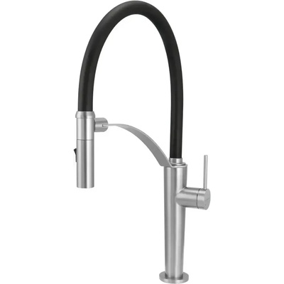 Твоят Стил - Кухненски Мивки Инокс смесител за кухня с огъващ се чучур и 2 вида струя - Corda Brush Steel