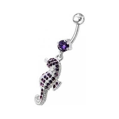 Šperky4U stříbrný piercing do pupíku mořský koník BP01096-A