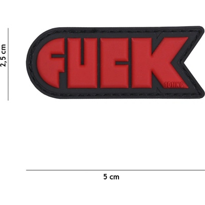 Gumová nášivka 101 Inc nápis Fuck - červená
